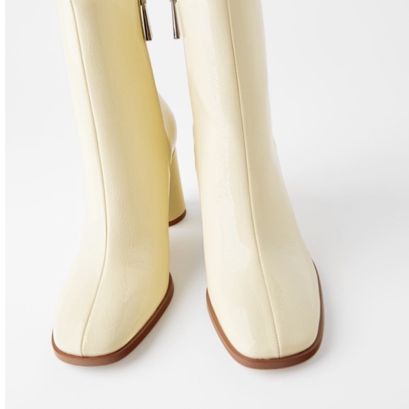ZARA FAUX-PATENT-FINISH HEELED ANKLE BOOTS SZ  10 - Picture 3 of 8